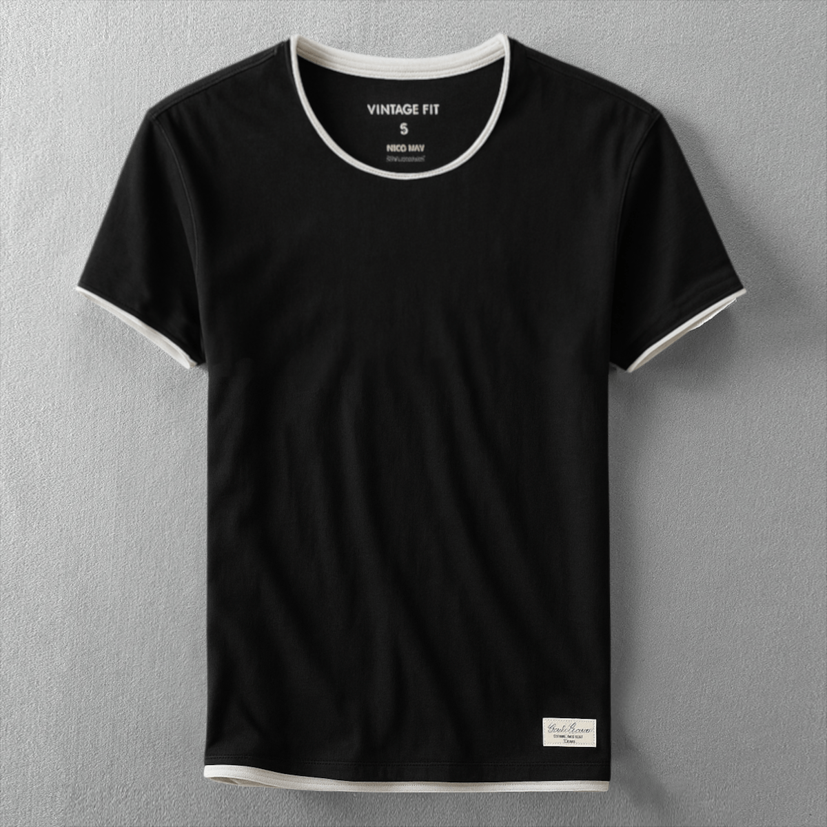 Kortärmad T-shirt i 100% bomull med minimalistisk design och kontrastdetaljer - STILUNA