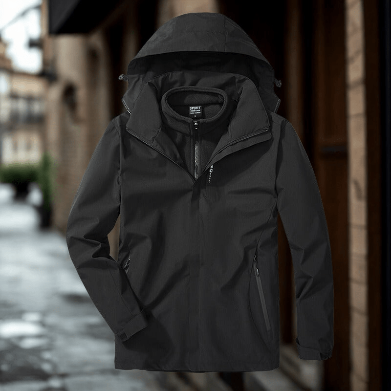 Kvinnors 3 - i - 1 Utomhusjacka Svart Storlek M Väderbeständig Fleecefoder - STILUNA