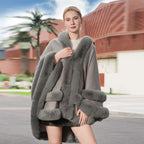 Kvinnors Cape Kappa Grå Storlek M Ullkänsla - STILUNA