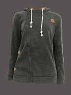 Kvinnors Hoodie Jacka Grå Storlek M Mjuk Bomull - STILUNA