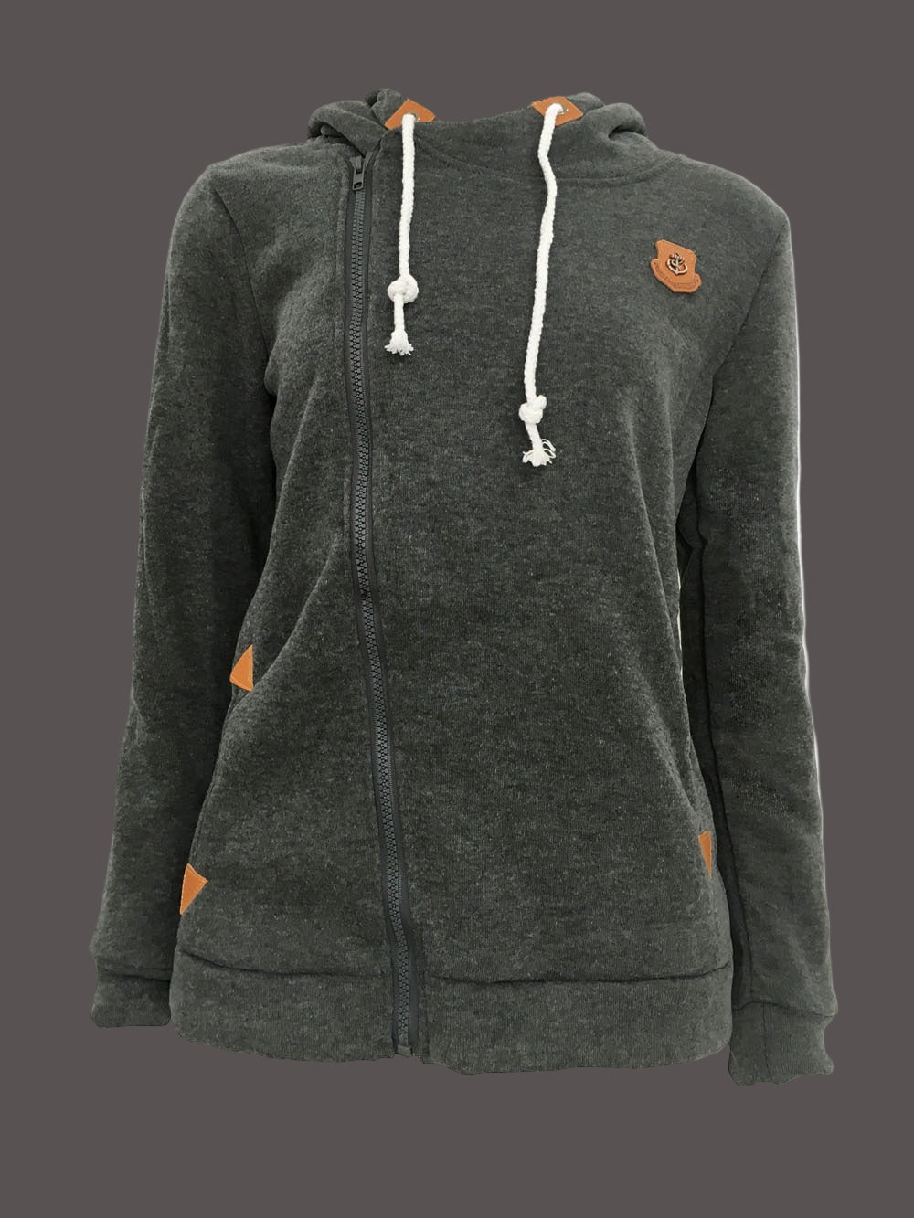 Kvinnors Hoodie Jacka Grå Storlek M Mjuk Bomull - STILUNA