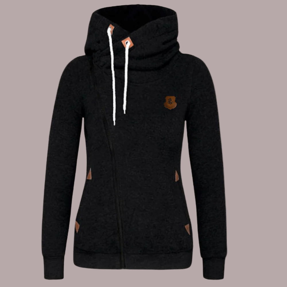 Kvinnors Hoodie Jacka Grå Storlek M Mjuk Bomull - STILUNA