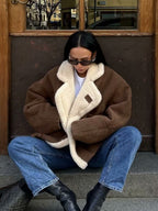 Kvinnors Kappa Beige Storlek M Fleecefodrad Mocka Look - STILUNA