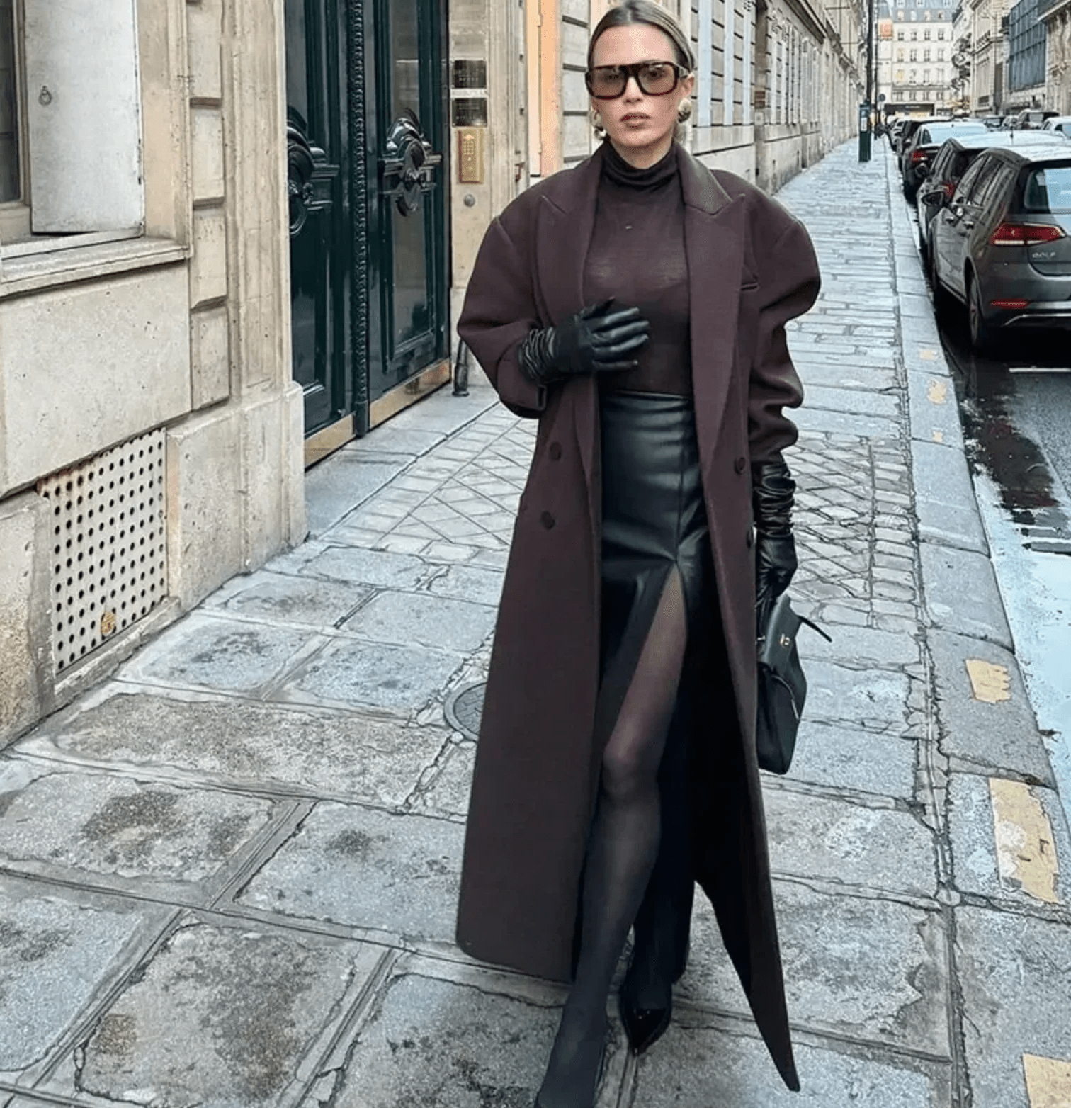 Kvinnors Lång Kappa Grå Storlek M Ullblandning Överdimensionerad Dubbelbröst - STILUNA