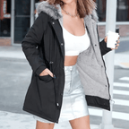 Kvinnors Parka Kappa Grön Storlek M Polyester med Faux Päls Huva - STILUNA