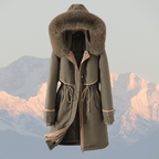 Kvinnors Parkajacka Grön Storlek M Vattenresistent Tyg Faux Päls Huva - STILUNA