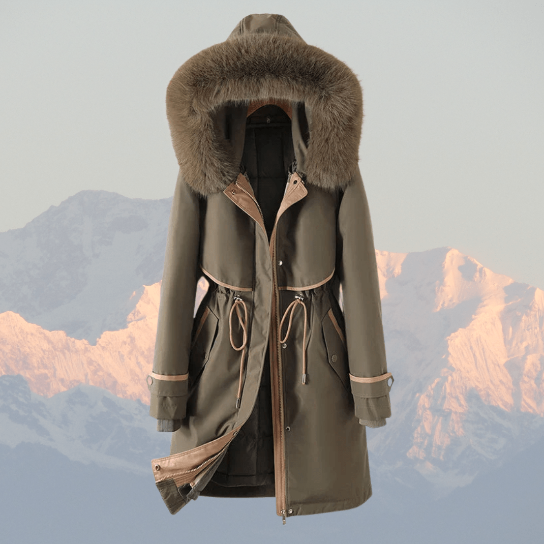 Kvinnors Parkajacka Grön Storlek M Vattenresistent Tyg Faux Päls Huva - STILUNA