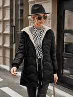 Kvinnors Trenchrock Svart Storlek M Fleece Vadderad - STILUNA