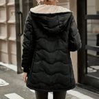 Kvinnors Trenchrock Svart Storlek M Fleece Vadderad - STILUNA