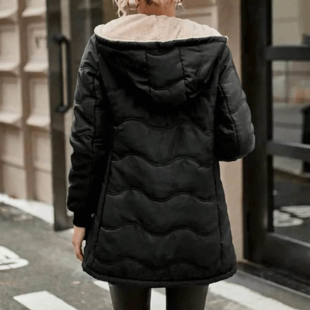 Kvinnors Trenchrock Svart Storlek M Fleece Vadderad - STILUNA