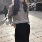 Kvinnors Tröja 100% Cashmere V - ringning Loose Fit - STILUNA