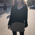 Kvinnors Tröja 100% Cashmere V - ringning Loose Fit - STILUNA