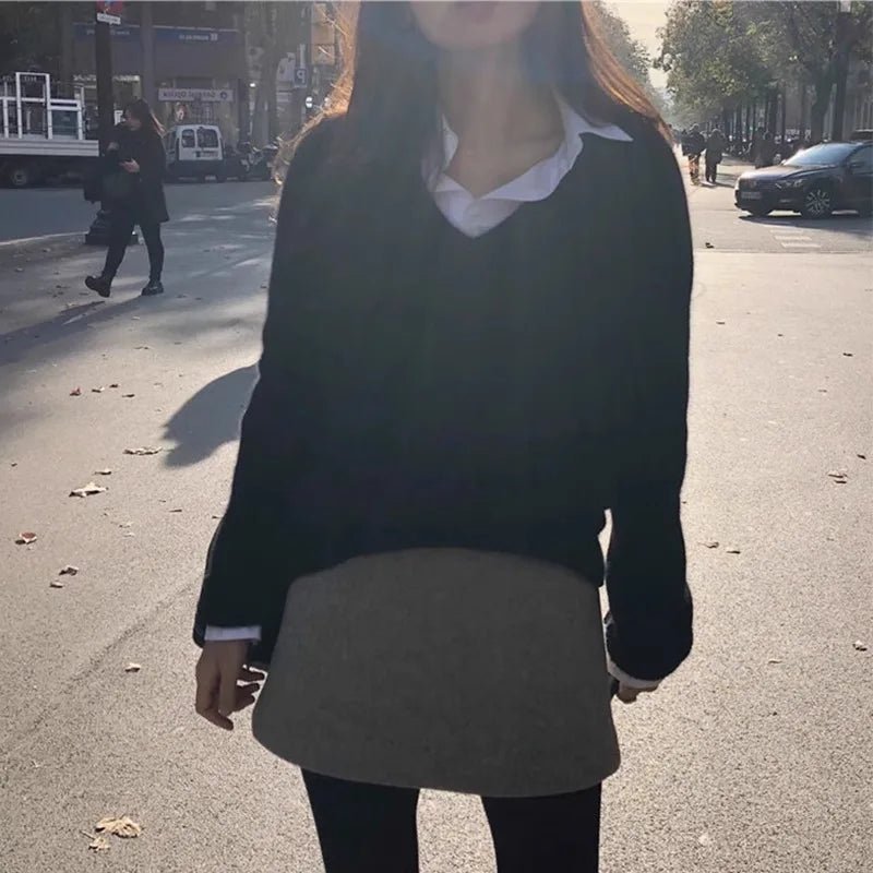 Kvinnors Tröja 100% Cashmere V - ringning Loose Fit - STILUNA