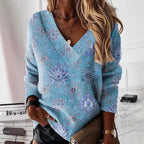 Kvinnors Tröja V - ringning Grå Storlek M Bomullsblandning - STILUNA