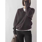 Kvinnors Ulltröja 100% Ull Löst Stickad V - hals - STILUNA