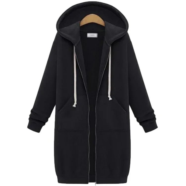 Långärmad Hoodie för Damer i Högkvalitativ Polyester och Bomull – Bekväm Mid - Length Design för Höst och Vinter - STILUNA