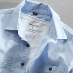 Långärmad Skjorta i 100% Bomull med Bröstfickor och Rundad Söm - STILUNA