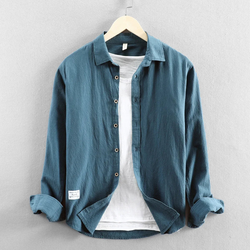 Långärmad Skjorta i 100% Bomull med Rundad Söm – Bekväm och Andningsbar för Avslappnade Dagar - STILUNA