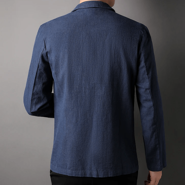 Lätt Linneblandning Blazer med Notch Lapels – Stilren och Andningsbar - STILUNA