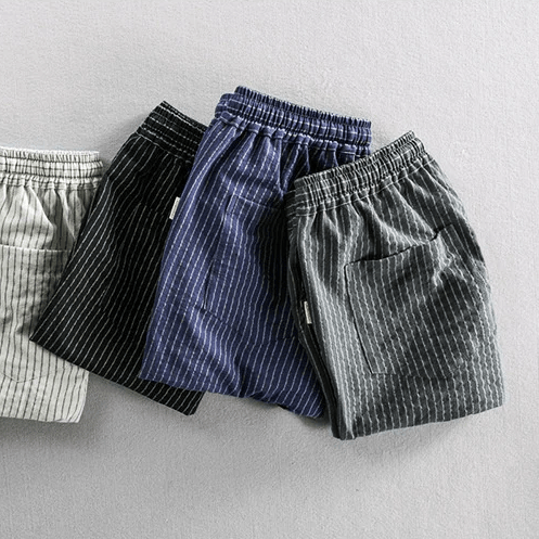 Lätta Bomullsshorts med Ränder – Andningsbara och Bekväma med Justerbar Midja - STILUNA