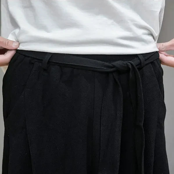 Lätta Byxor i Bomull - Linne med Vid Passform och Elastisk Midja - STILUNA