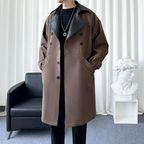 Mäns Lång Kappa Grå Storlek M Ullblandning - STILUNA