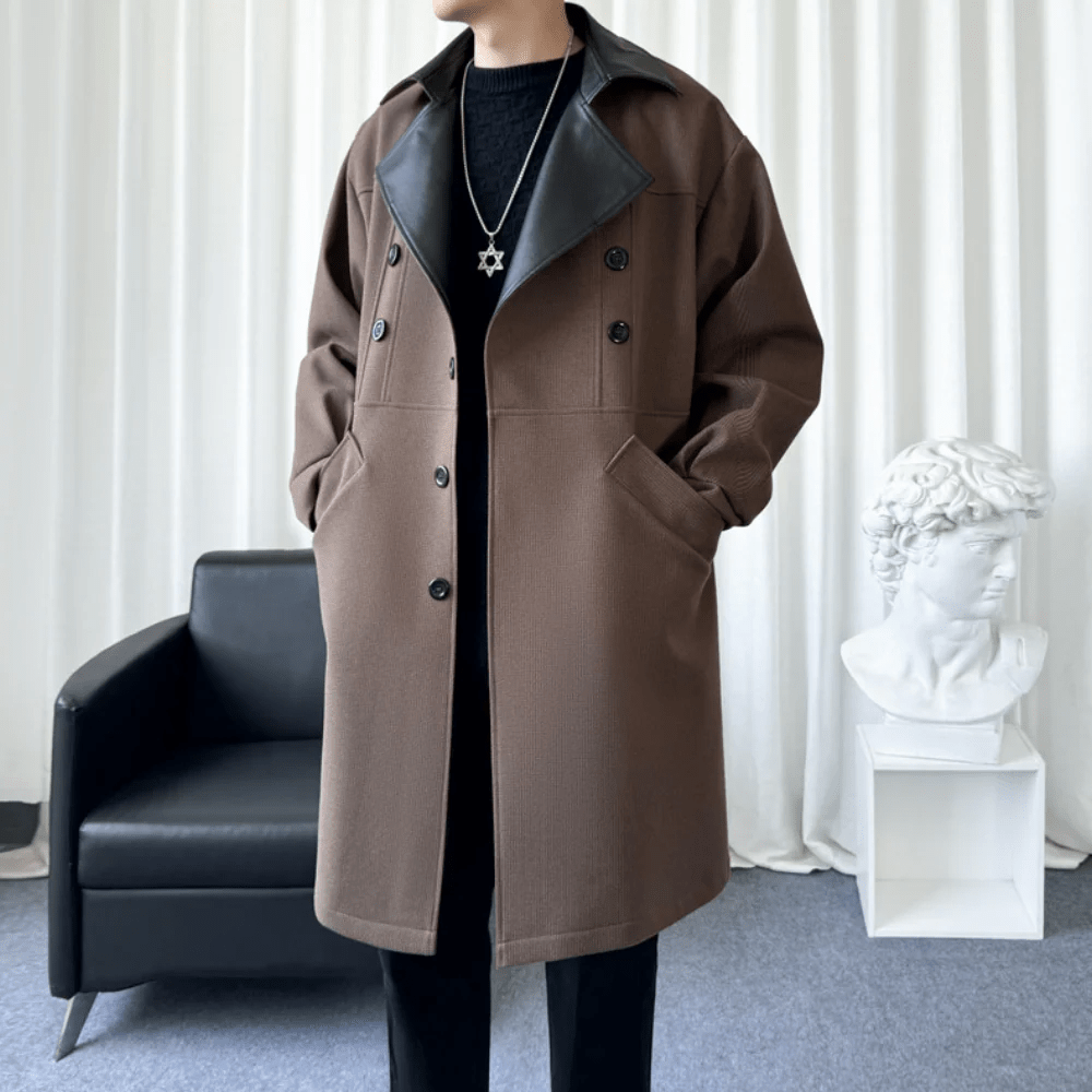 Mäns Lång Kappa Grå Storlek M Ullblandning - STILUNA