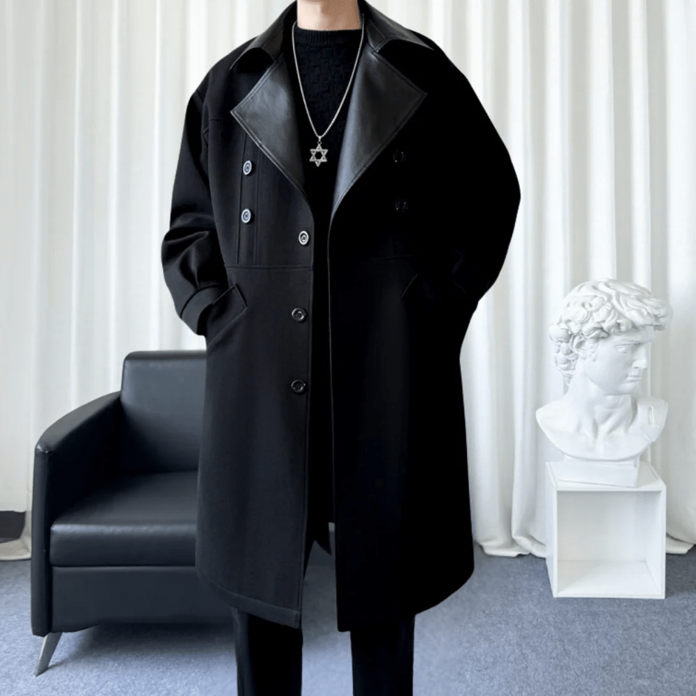 Mäns Lång Kappa Grå Storlek M Ullblandning - STILUNA