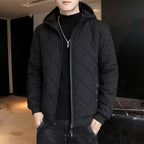 Mäns Quiltad Jacka Svart Storlek M Fleece - STILUNA