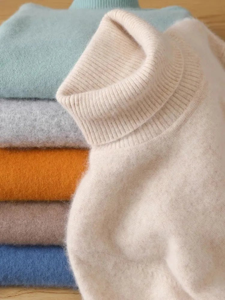 Mäns Tröja 100% Cashmere Hög Krage - STILUNA