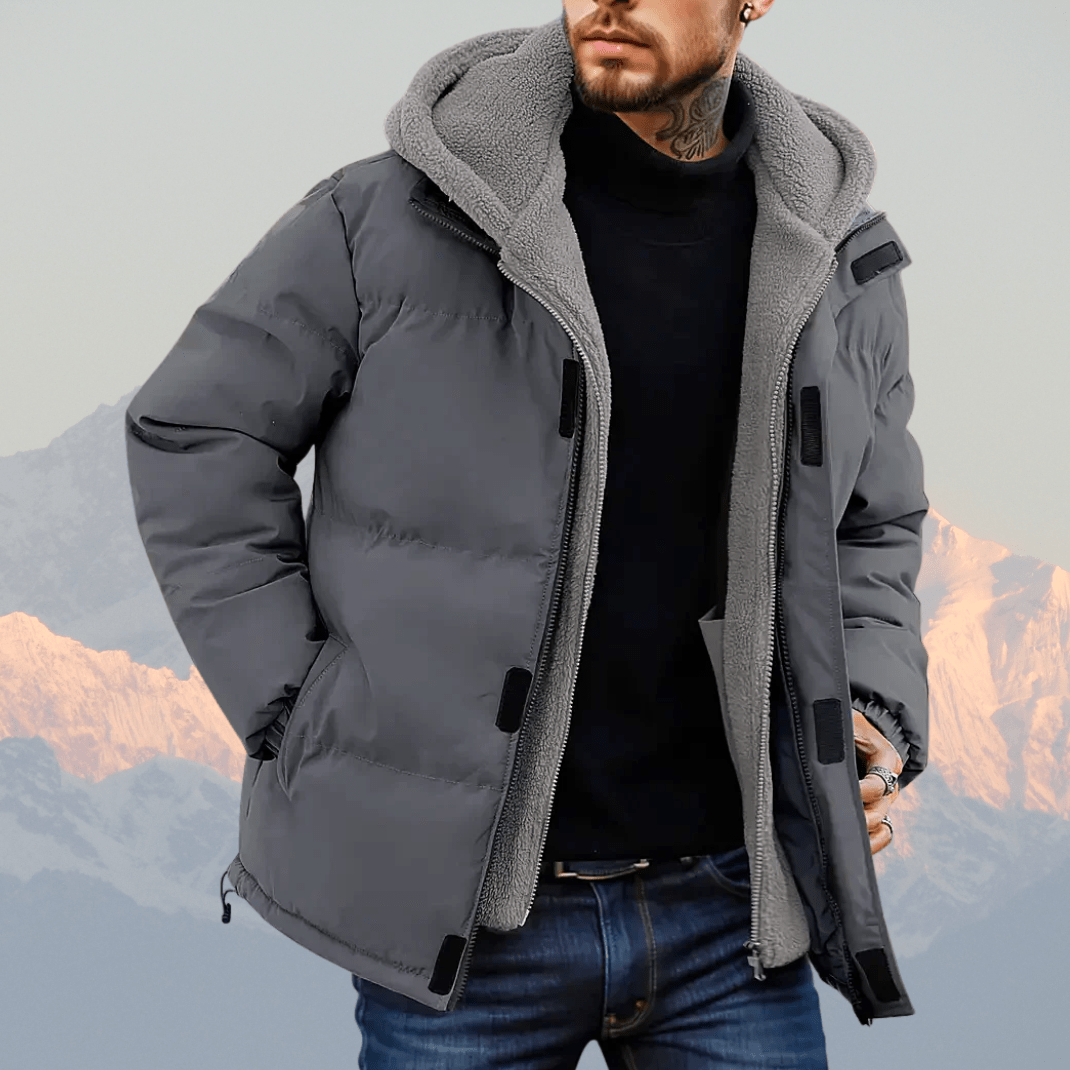 Mäns Vinterjacka Svart Storlek M Polyester Fleece - fodrad - STILUNA