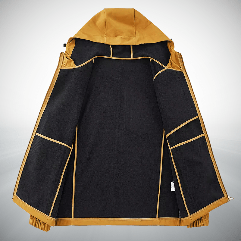 Mjuk Softshell Jacka med Vattentålig Stretch och Justerbar Huva – Andningsbar och Vindtålig, Skräddarsydd Passform, Flera Färger och Storlekar - STILUNA