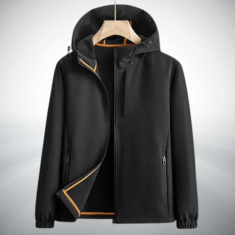 Mjuk Softshell Jacka med Vattentålig Stretch och Justerbar Huva – Andningsbar och Vindtålig, Skräddarsydd Passform, Flera Färger och Storlekar - STILUNA