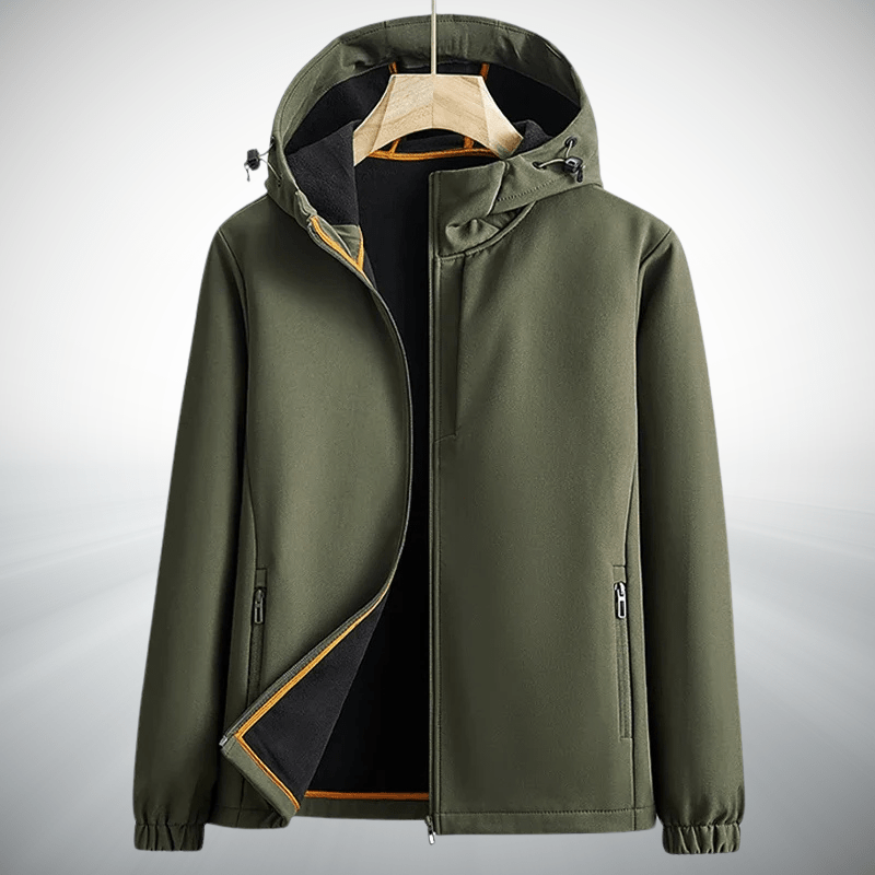 Mjuk Softshell Jacka med Vattentålig Stretch och Justerbar Huva – Andningsbar och Vindtålig, Skräddarsydd Passform, Flera Färger och Storlekar - STILUNA