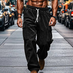 Mjuka Corduroy Byxor med Avslappnad Passform – 6 Fickor, Elastisk Midja - STILUNA