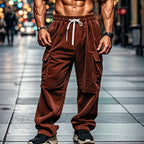 Mjuka Corduroy Byxor med Avslappnad Passform – 6 Fickor, Elastisk Midja - STILUNA