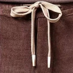 Mjuka Corduroy Sweatpants med Tri - Färgad Design och Tre Fickor - STILUNA