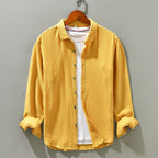 Monterrey Skjorta i 100% Gaze Bomull med Spridd Krage – Lätt och Avslappnad Passform för Vår och Sommar - STILUNA