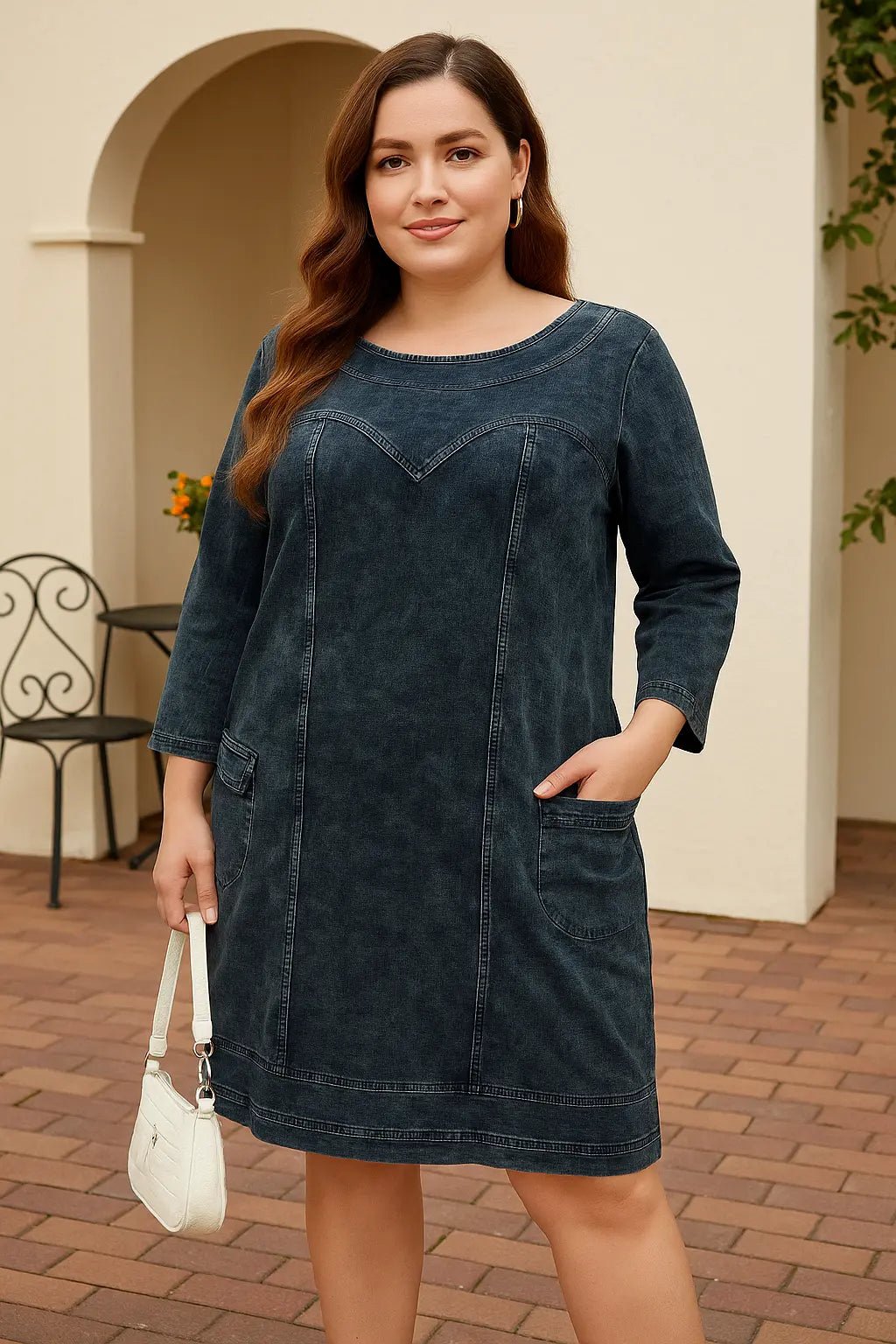 Plus Size Jeansklänning – Ledig passform & kort modell - STILUNA