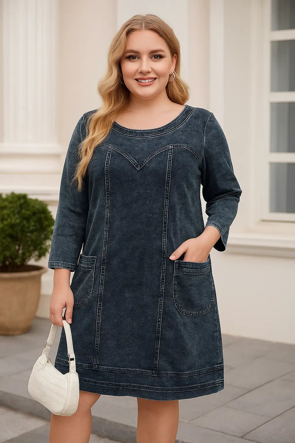 Plus Size Jeansklänning – Ledig passform & kort modell - STILUNA