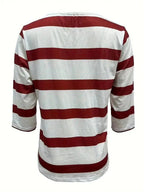 Randig T-shirt med V - ringning för Dam – Bekväm och Mångsidig i Bomullsblandning - STILUNA