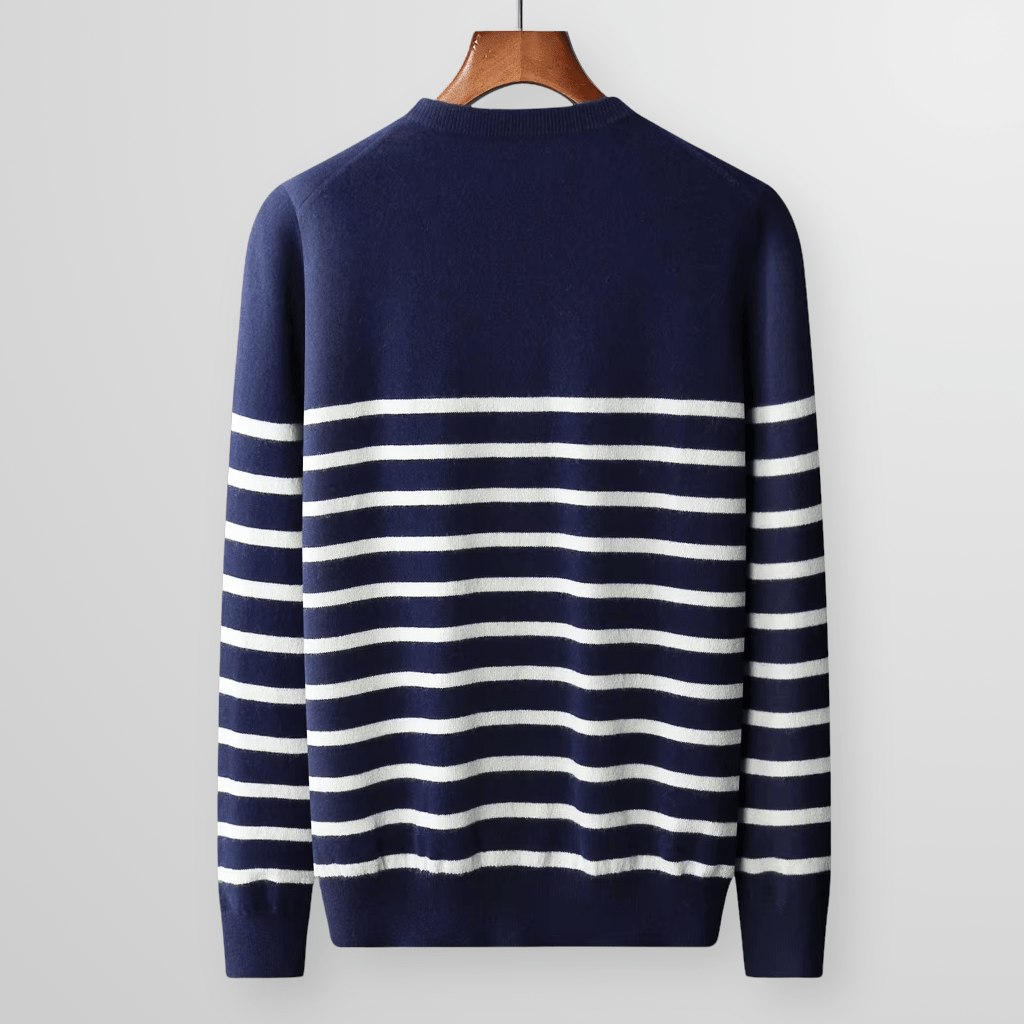 Randig Tröja i Ren Ull med Crewneck – Maritim Stil för Alla Tillfällen - STILUNA