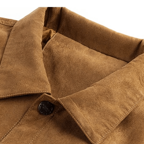 Skjortjacka i Syntetisk Mocka med Två Bröstfickor och Tryckknappar - STILUNA