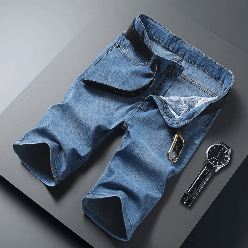 Slim Fit Denim Shorts med Ljus Tvätt – Mångsidiga och Bekväma - STILUNA