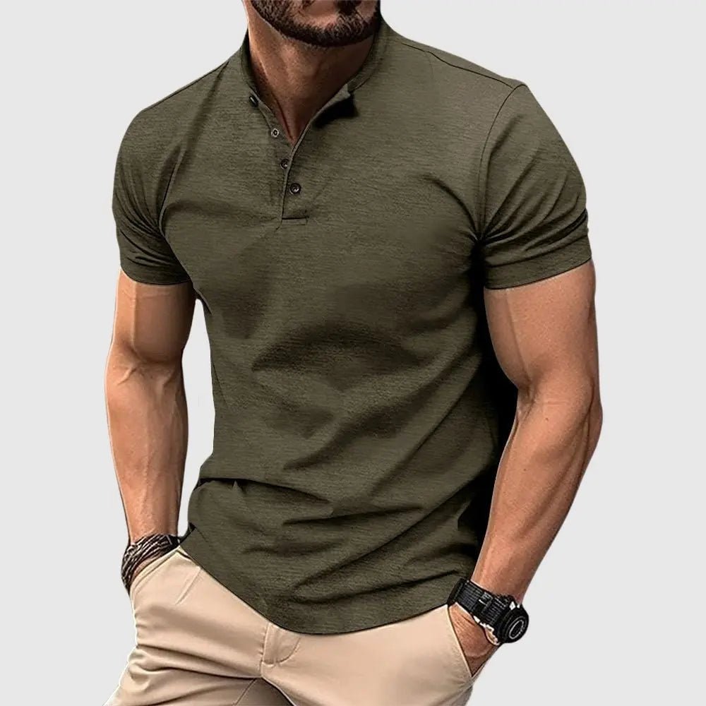 Slim - Fit Henley Polo för Herr i Andningsbart Material – Klassisk och Modern Stil - STILUNA