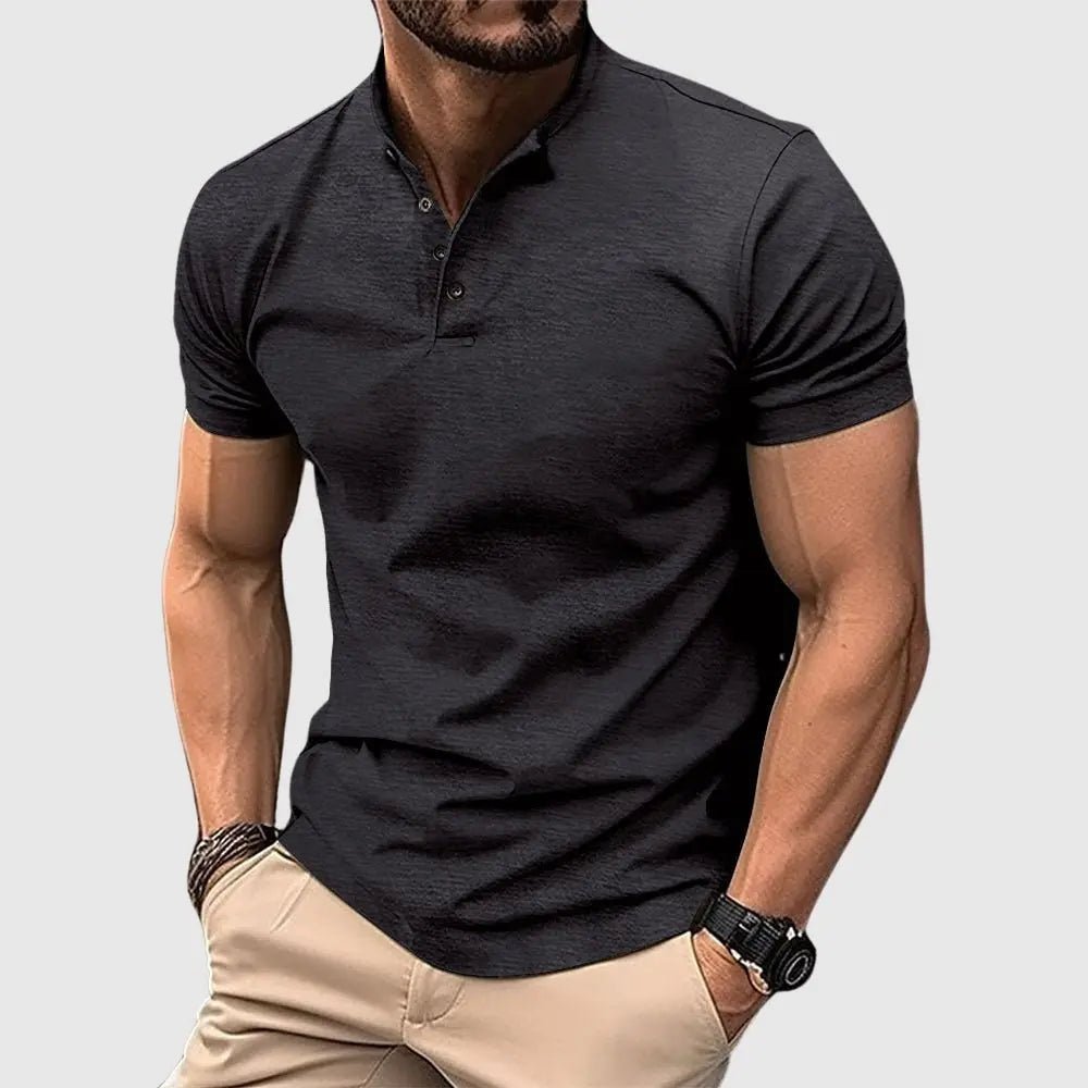 Slim - Fit Henley Polo för Herr i Andningsbart Material – Klassisk och Modern Stil - STILUNA