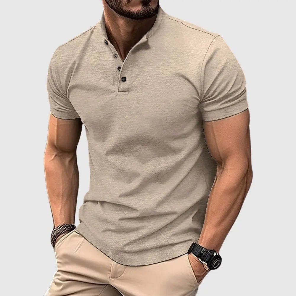 Slim - Fit Henley Polo för Herr i Andningsbart Material – Klassisk och Modern Stil - STILUNA