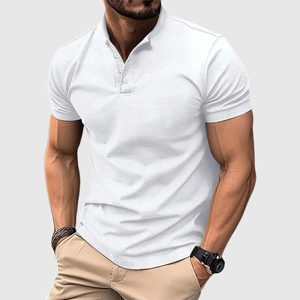 Slim - Fit Henley Polo för Herr i Andningsbart Material – Klassisk och Modern Stil - STILUNA