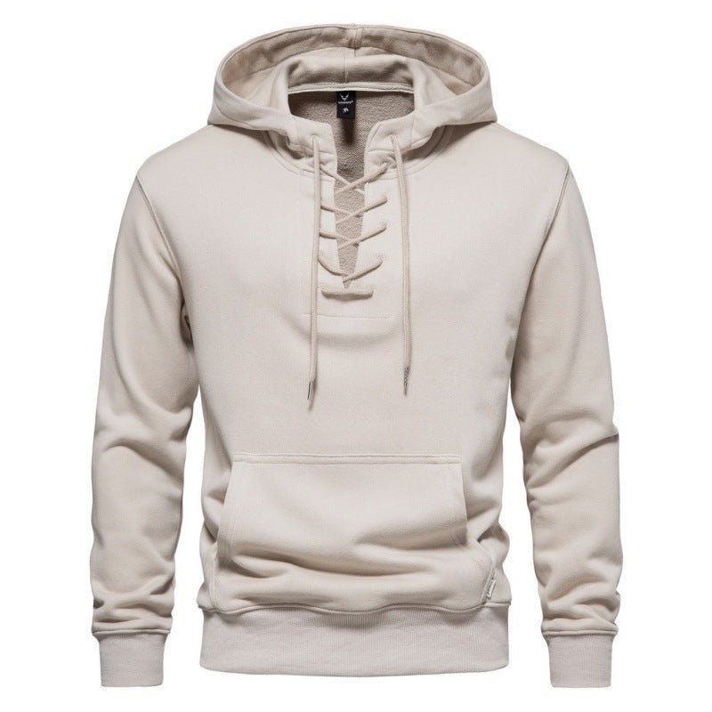 Snörad Hoodie i 100% Premium Bomull med Lång Ärmar och Framficka – Modern och Bekväm - STILUNA