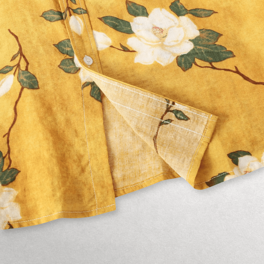 Sommarblommig Kortärmad Skjorta Herr – Lättviktig och Andningsbar i Avslappnad Passform - STILUNA